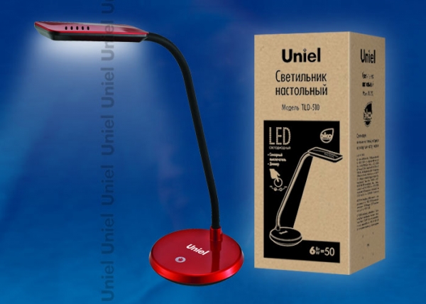 TLD-510 Red/Светильник настольный Uniel (LED/6W/550Lm/4500K/С диммером/Цвет-красный)